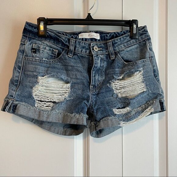 KanCan Distressed Ripped Denim Jean Shorts Women’s Size Small | 100% Cotton - Picture 1 of 10